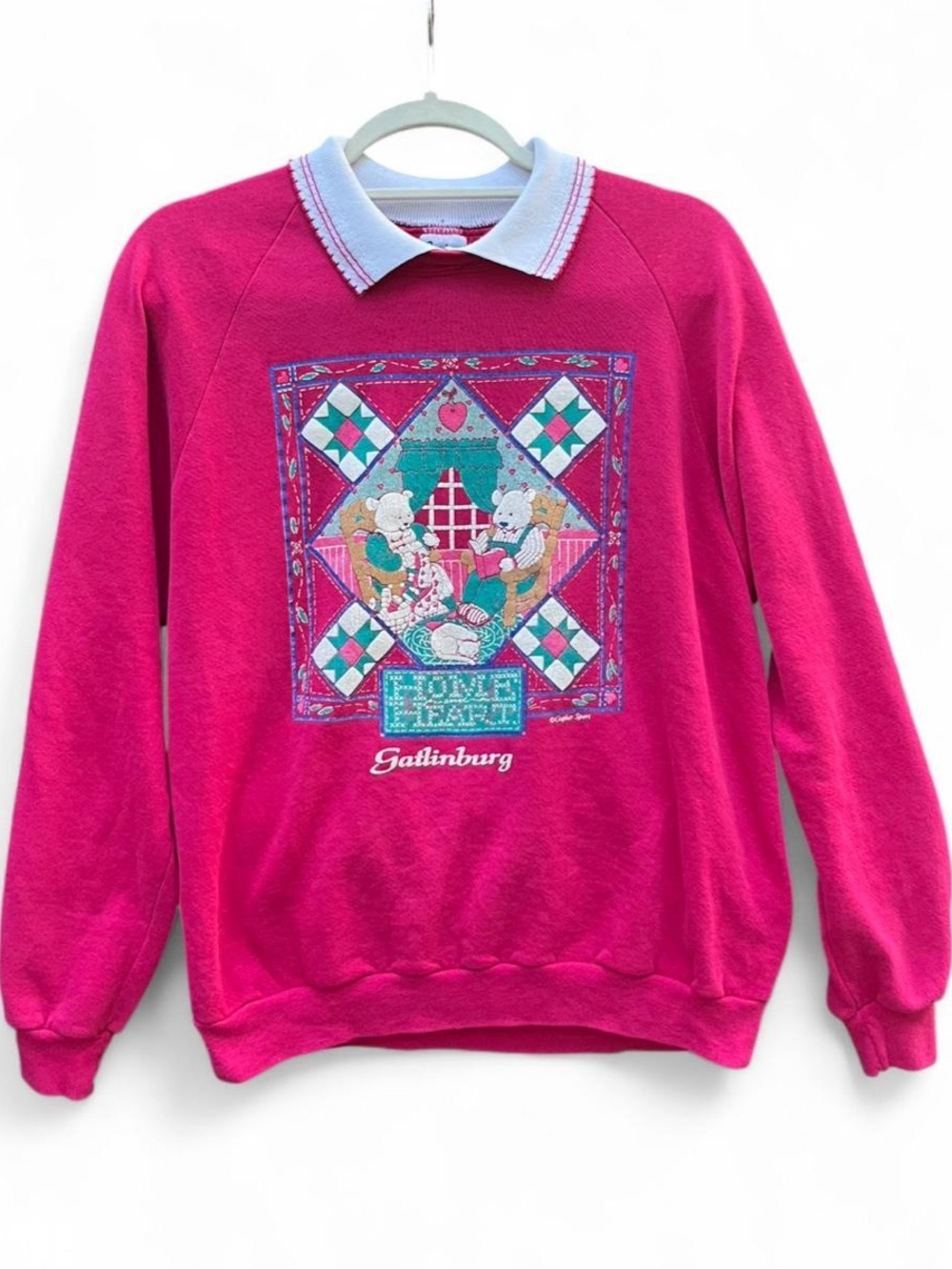 Gopher Sport "Home Heart" Sweatshirt | Pink Collared Pullover | Size Large